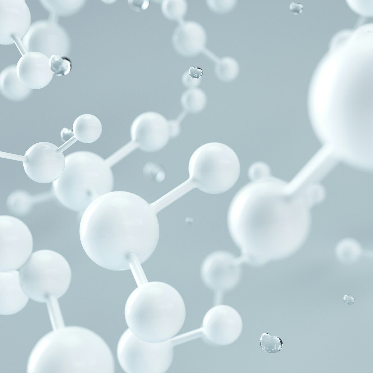 white molecular structure 3D render